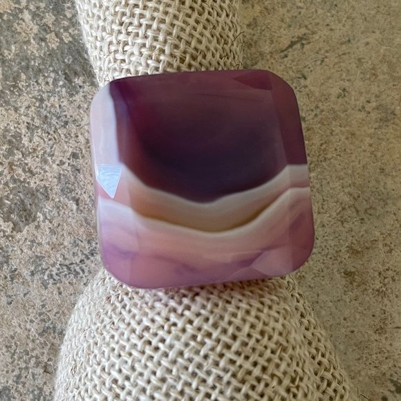 Chunky Purple & Lavender Polished Stone Ring - Picture 2 of 4